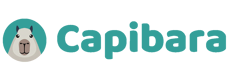 Logo Capibara texto azul horizontal