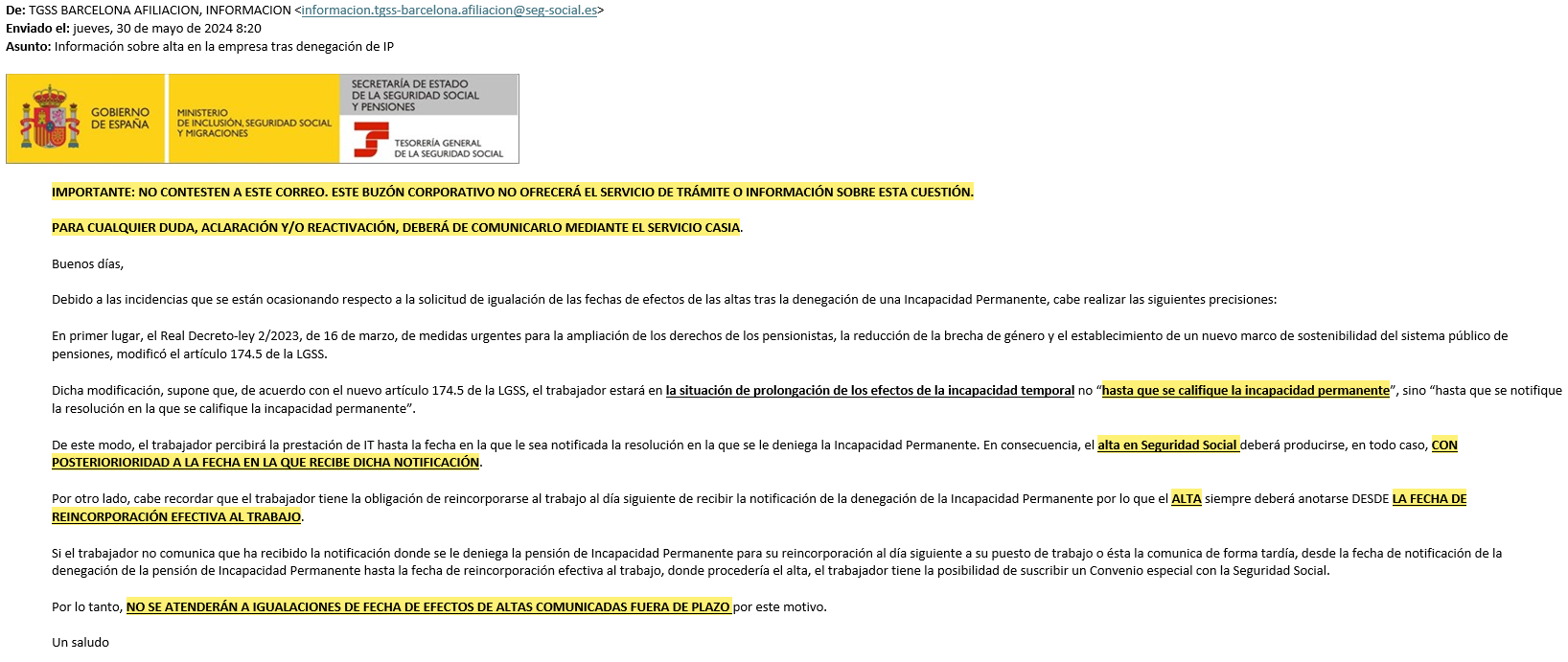 Que pasa cuando agoto la IT y el INSS DENIEGA tarde la IP
